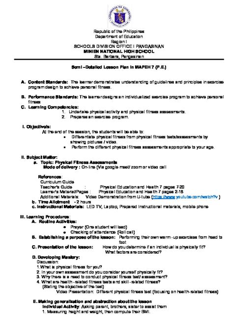 Semi Detailed Lesson Plan MAPEH .